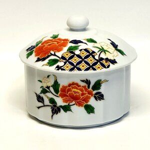 Arita Ware Koho Kinshobai Japan porcelain round trinket box floral